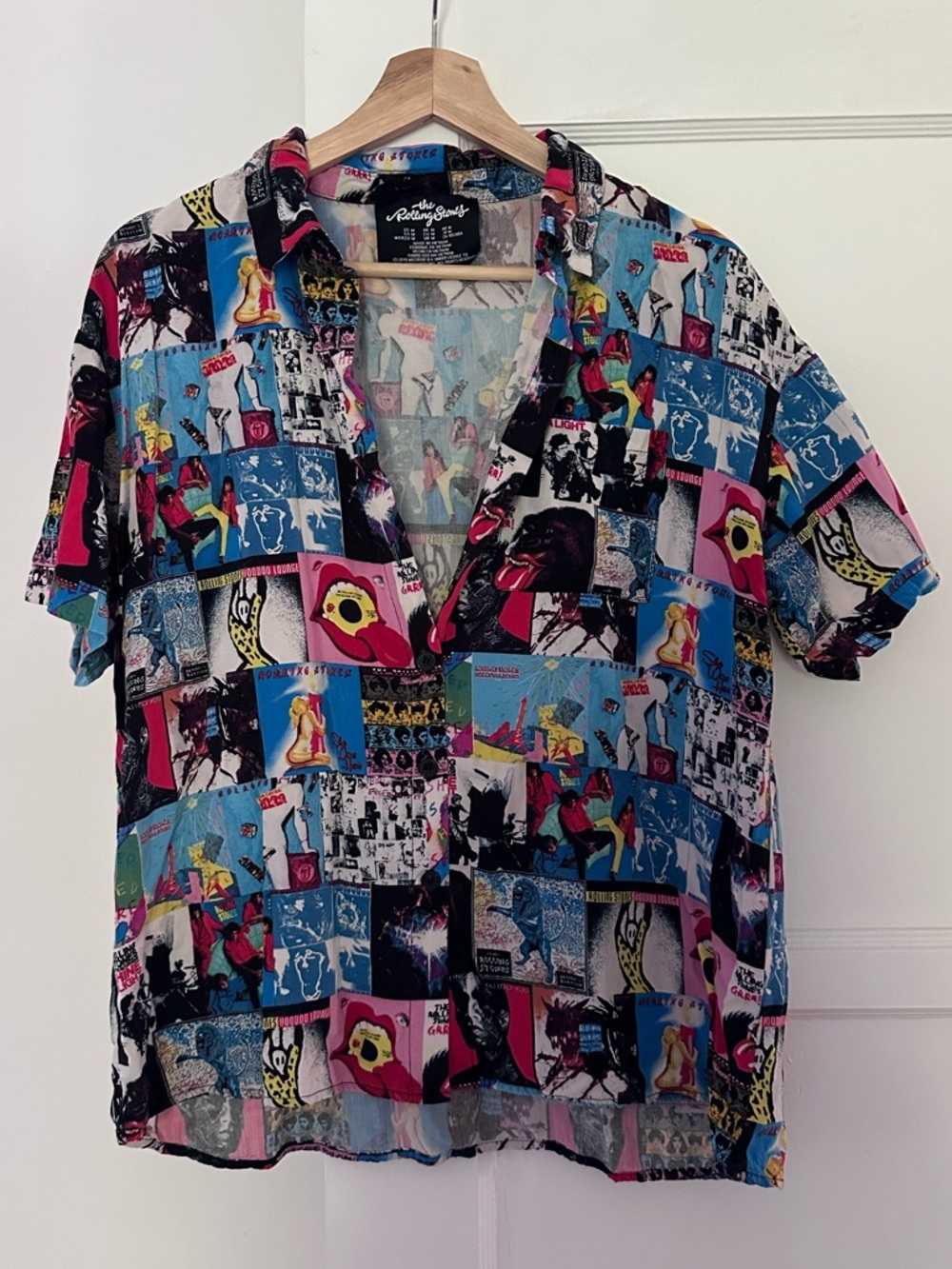 The Rolling Stones Album Cover Collage Button-Up Shirt — Size M